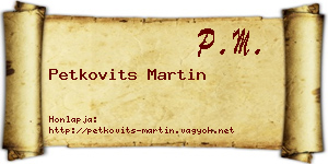 Petkovits Martin névjegykártya